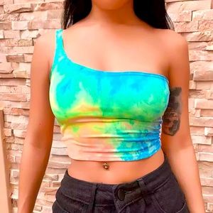 One shoulder Cropped Tie Dye Ladies NEW Top